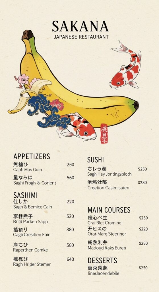 Menu Sakana Japanese Restaurant