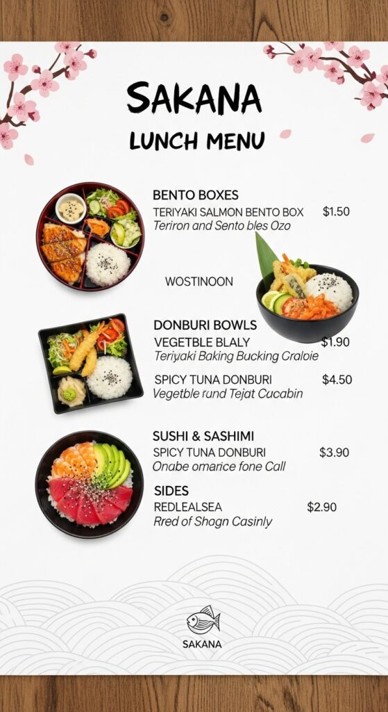 Sakana Lunch Menu