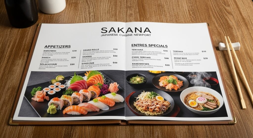 Sakana Japanese Cuisine Newport Menu