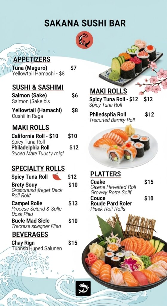 Sakana Sushi Bar Menu